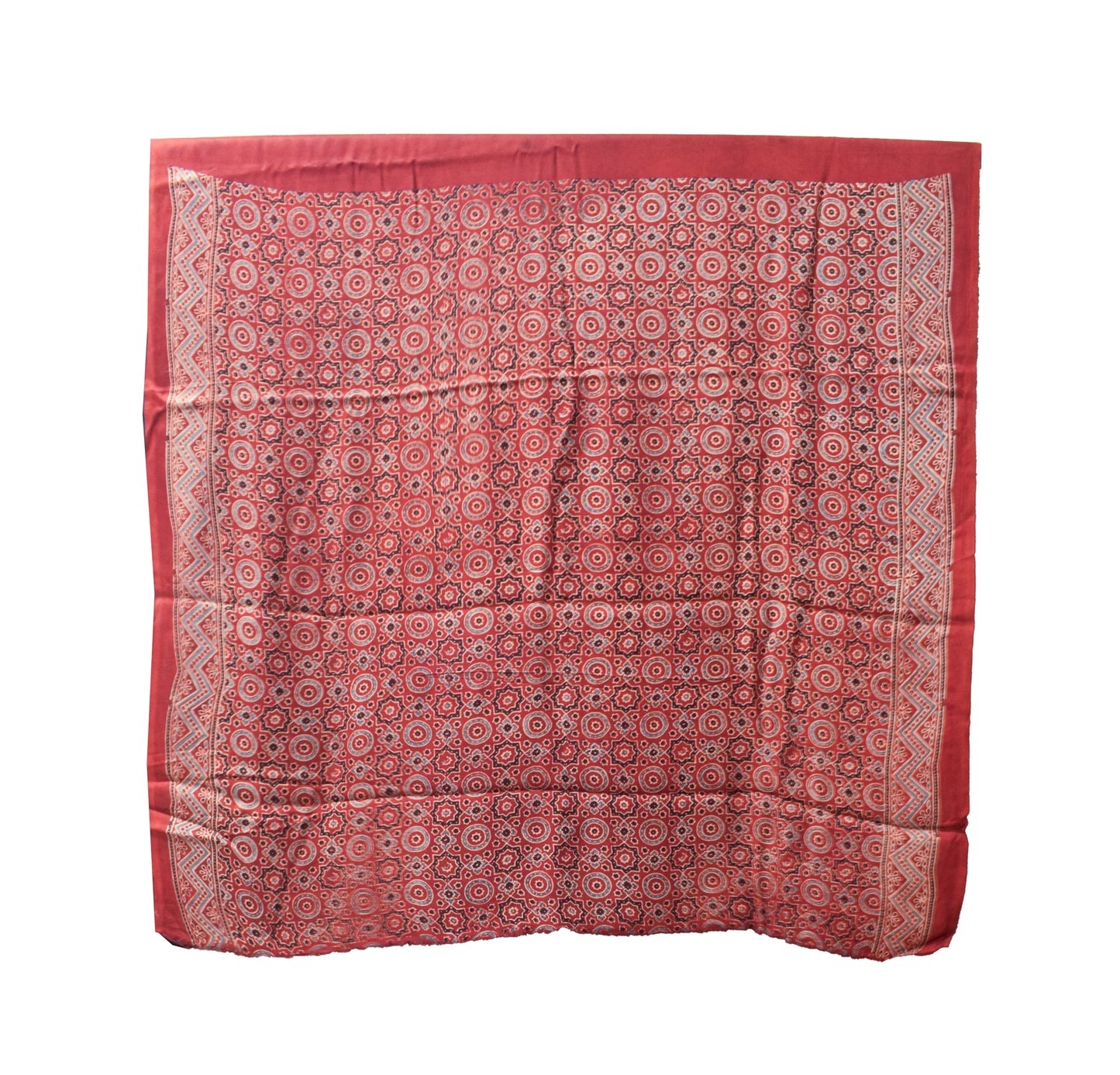 Ajrakh Modal Silk Natural Dye Hand Block Print Saree with Blouse Piece - 6 Mtr Length    -  SKU : ZD03201A