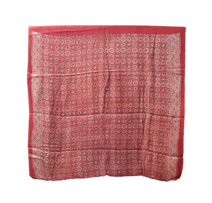 Ajrakh Modal Silk Natural Dye Hand Block Print Saree with Blouse Piece - 6 Mtr Length    -  SKU : ZD03201A