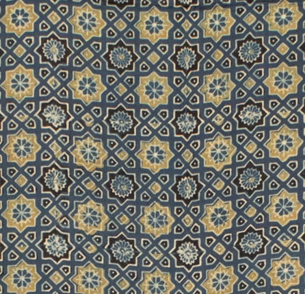 Ajrakh Modal Silk Natural Dye Hand Block Print Saree 5.5 Mtr Length + 0.85 Mtr Blouse Piece - SKU : ID24601D