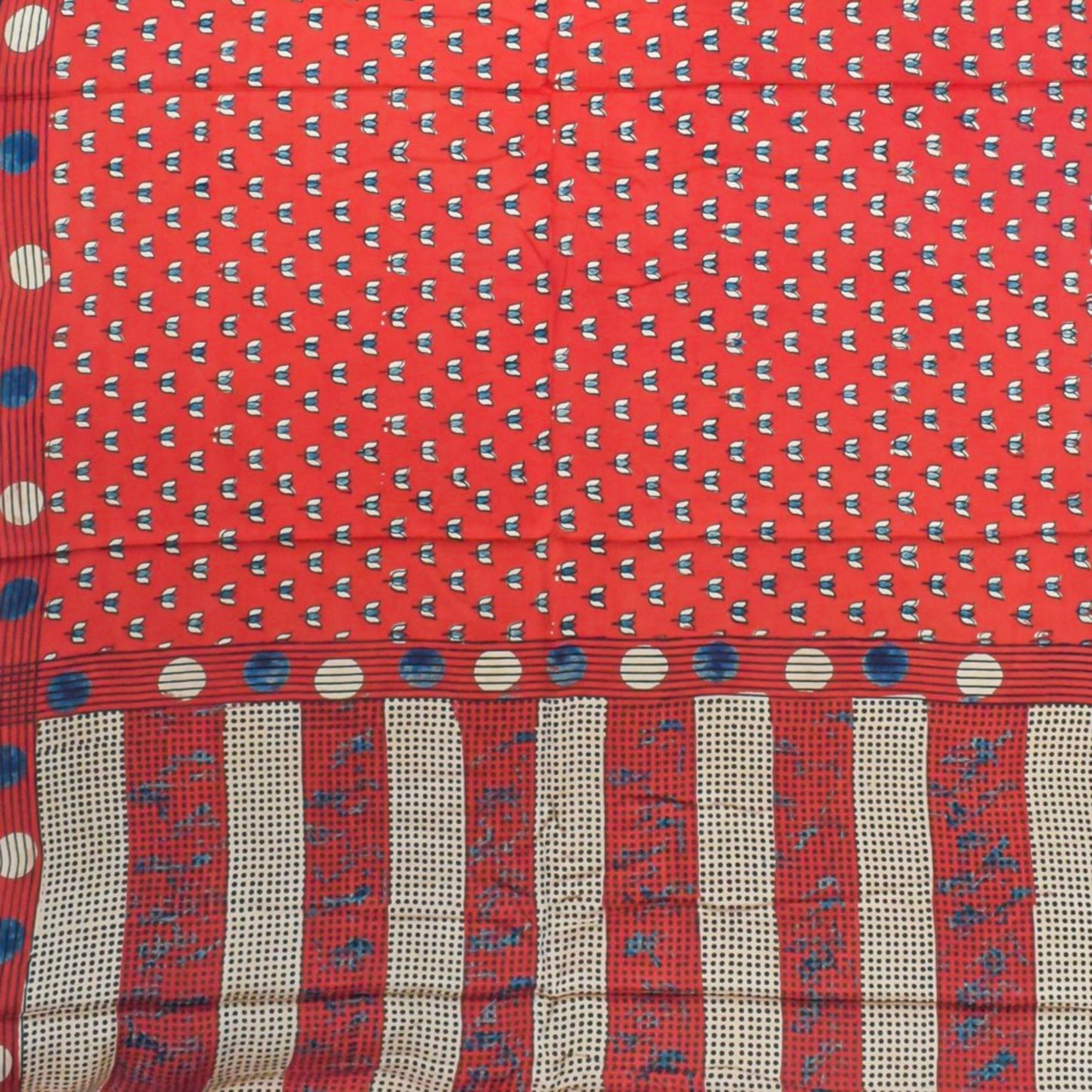 Ajrakh Modal Silk Natural Dye Hand Block Print Saree with Blouse Piece - 5.5 Mtr Length - SKU : AI27A01Q