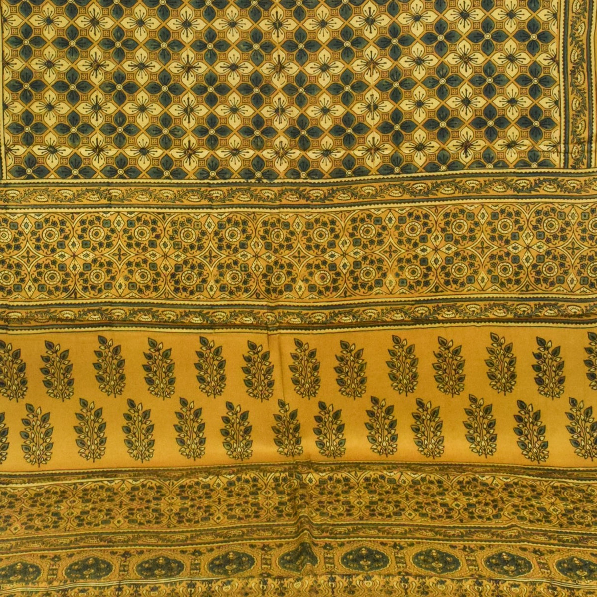 Ajrakh Modal Silk Natural Dye Hand Block Print Saree with Blouse Piece - 5.5 Mtr Length - SKU : AI18801T