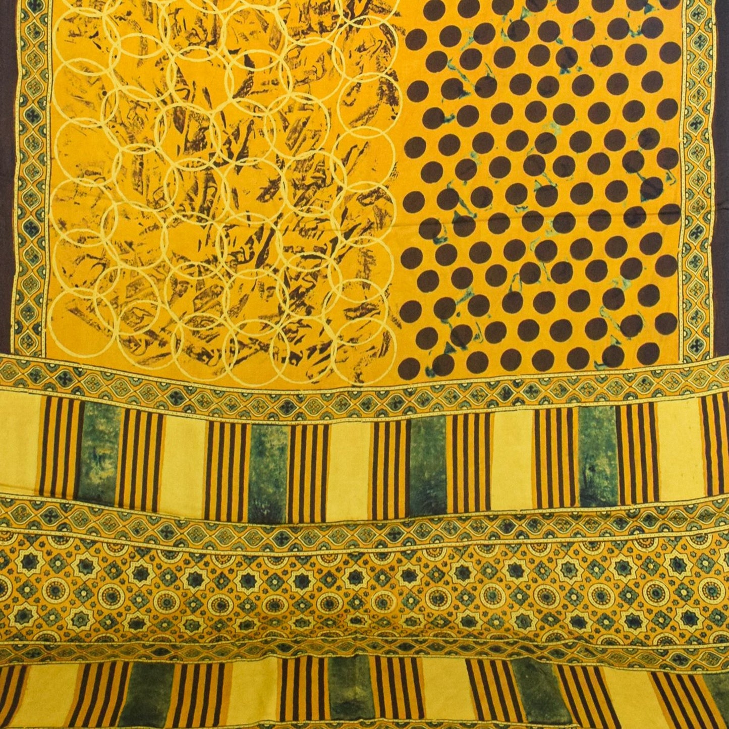 Ajrakh Modal Silk Natural Dye Hand Block Print Saree with Blouse Piece - 5.5 Mtr Length - SKU : AI27A01F