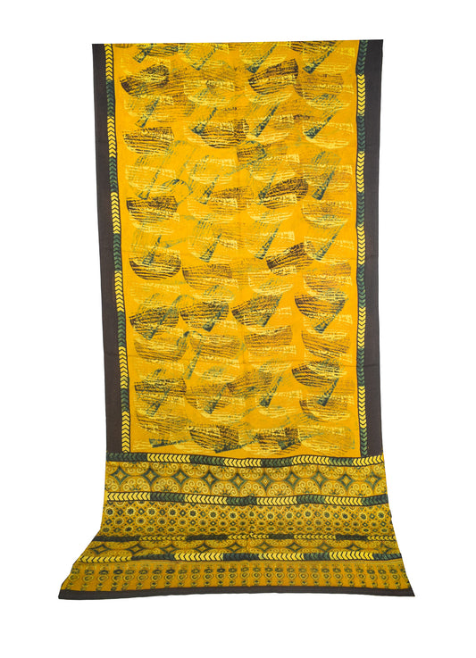 Ajrakh Modal Silk Natural Dye Hand Block Print Saree with Blouse Piece - 5.5 Mtr Length - SKU : AI27A01G