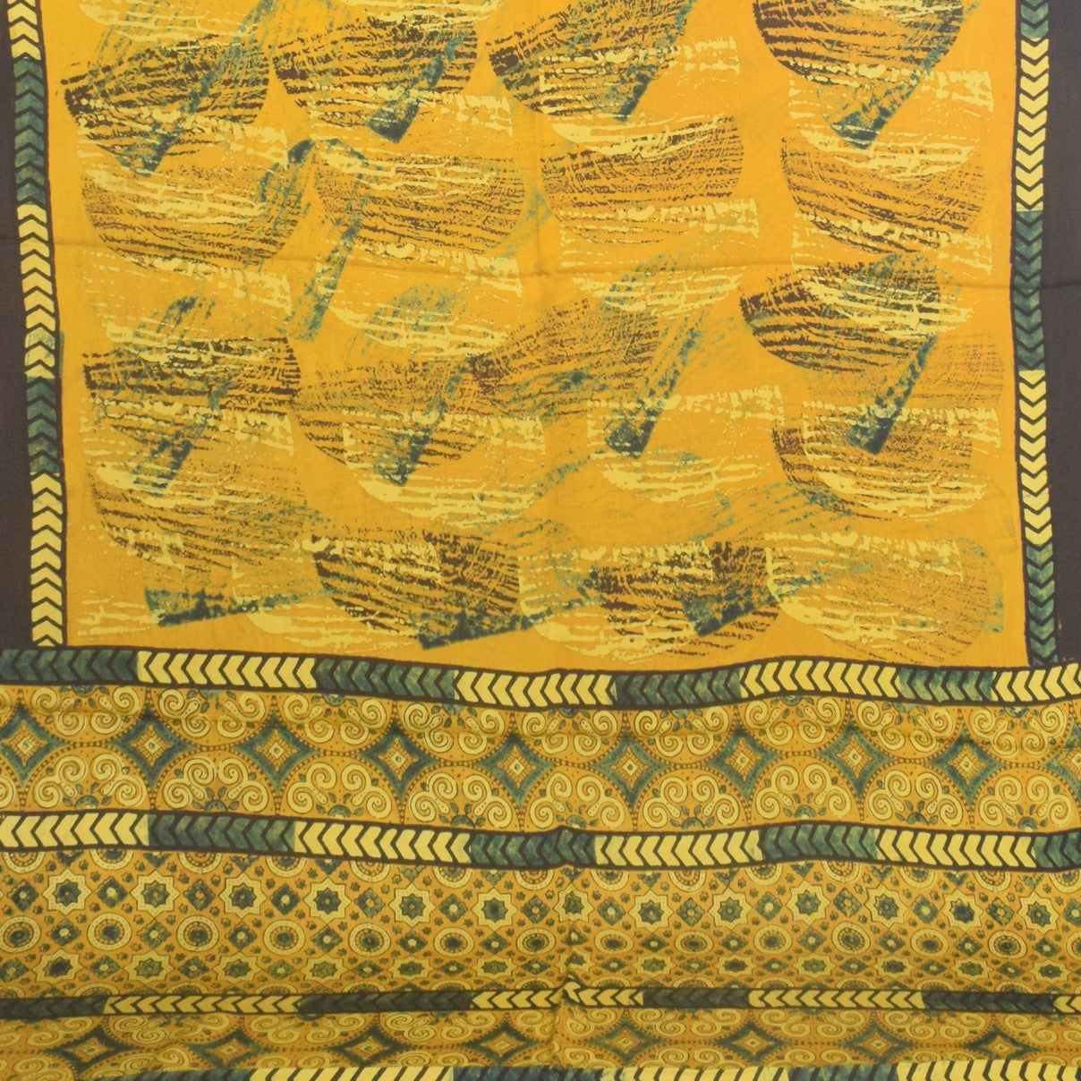 Ajrakh Modal Silk Natural Dye Hand Block Print Saree with Blouse Piece - 5.5 Mtr Length - SKU : AI27A01G