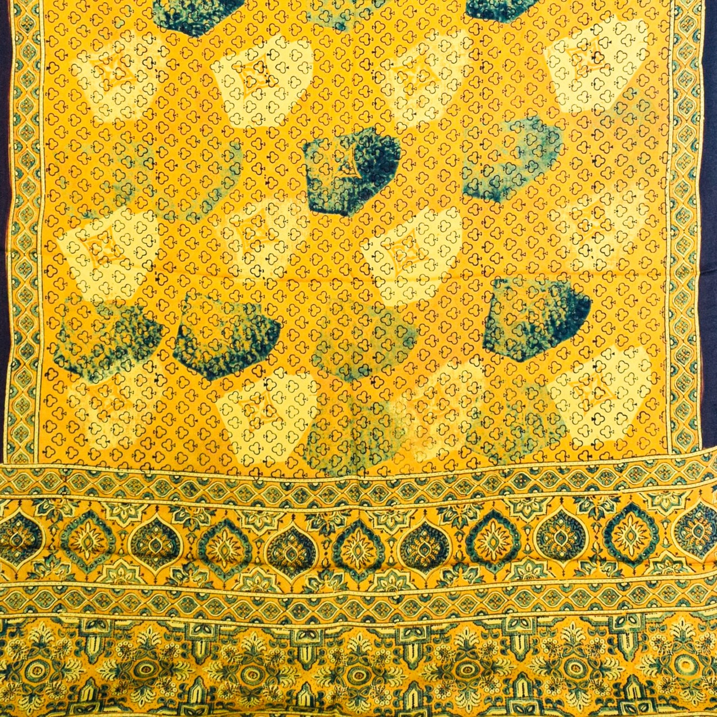 Ajrakh Modal Silk Natural Dye Hand Block Print Saree with Blouse Piece - 5.5 Mtr Length - SKU : AI27A01I