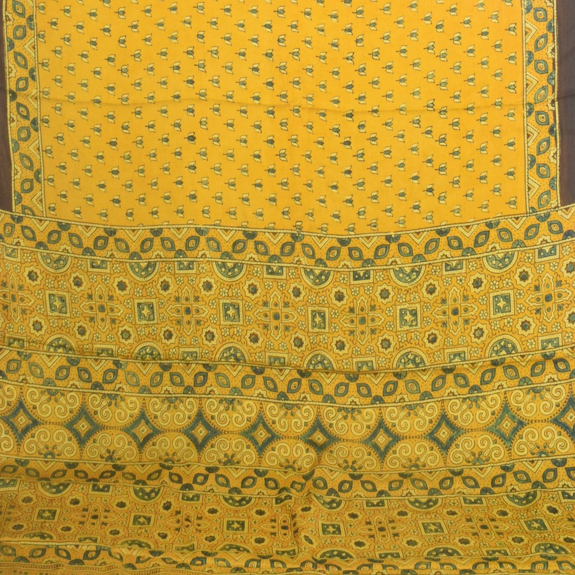 Ajrakh Modal Silk Natural Dye Hand Block Print Saree with Blouse Piece - 5.5 Mtr Length - SKU : AI27A01J