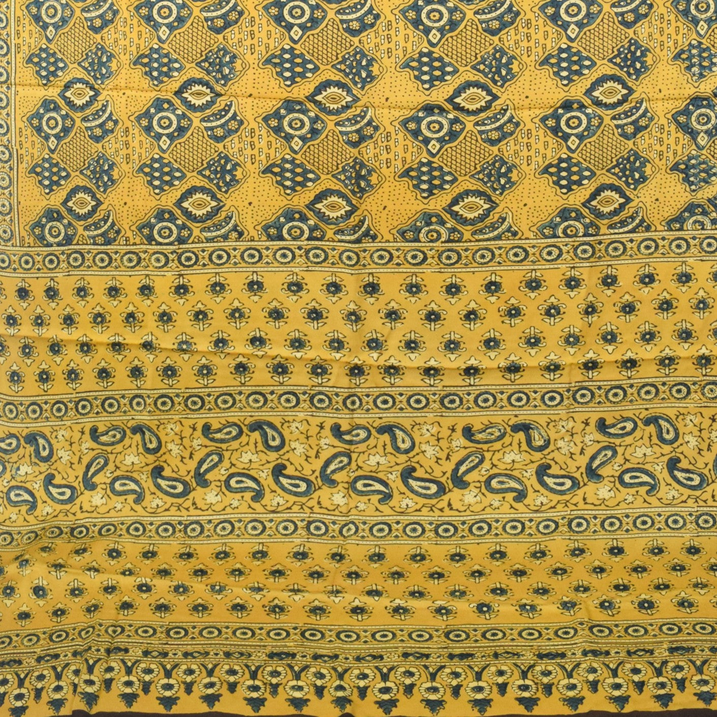 Ajrakh Modal Silk Natural Dye Hand Block Print Saree with Blouse Piece - 5.5 Mtr Length - SKU : MS09501C