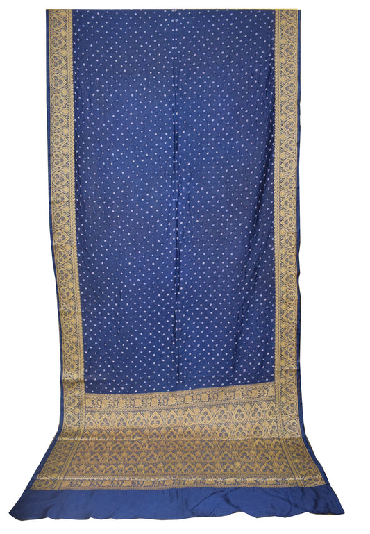 Bandhej ( Tie-Dye) Dupian Silk Designer Saree with Nakshi Border - 5.5 Mtr Length + 0.85 Mtr Blouse Piece - SKU : ZD28B01C