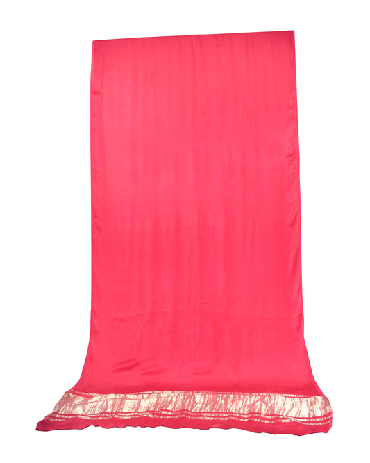 Plain Dyeing Modal Silk Golden Border Saree - 5.5 Mtr Length + 0.85 Mtr Blouse Piece - SKU : 0071-PKGL