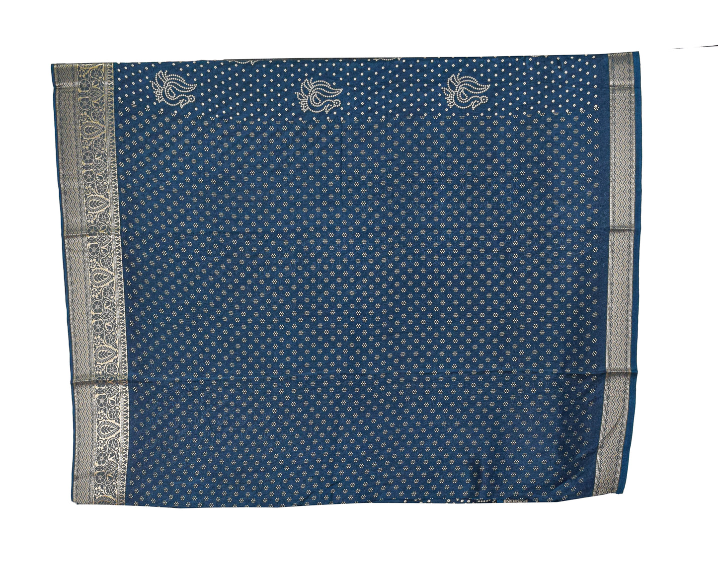 Bandhej Print Linen Nakshi Border Saree - 5.5 Mtr Length - SKU : ZD22101B