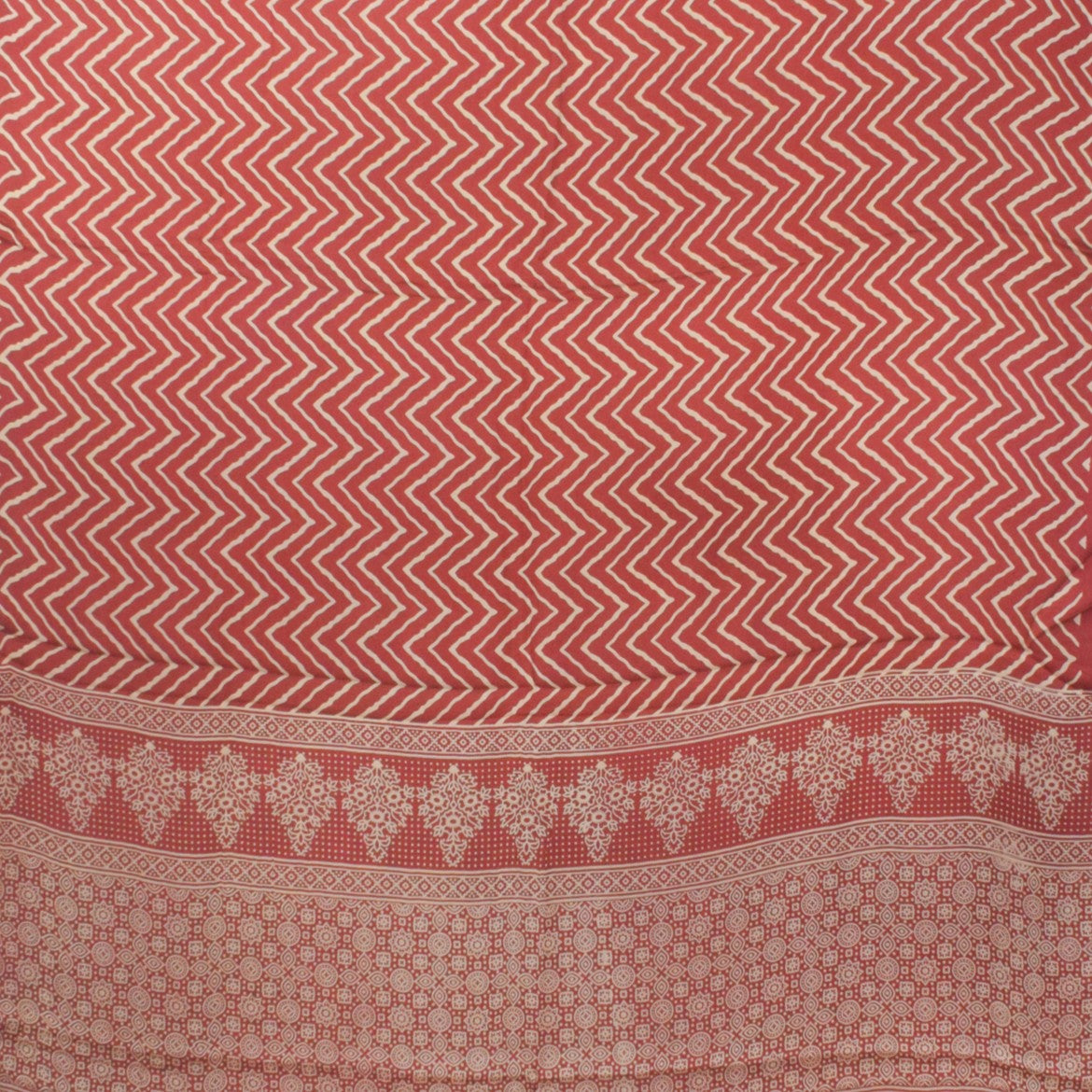 Laheryu Print Modal Silk Lagdi Patto with Tassels Screen Print Hand Printed Saree - With Blouse Piece - 5.5 Mtr Length - SKU : ID04C02C