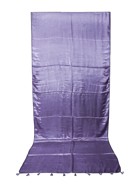 Plain Dyeing Modal Silk Saree with Tassels - With Blouse Piece - 5.5 Mtr Length - SKU : 0175-PRPR