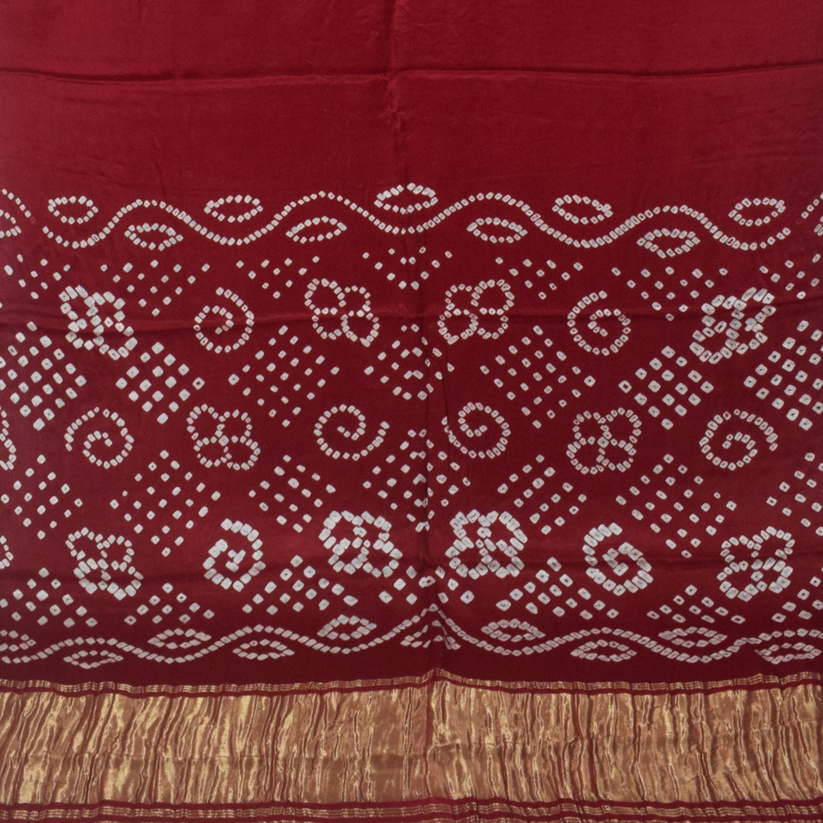 Plain Dyeing Modal Silk Bandhej Pallu Saree with Golden Border - With Blouse Piece - 5.5 Mtr Length - SKU : ZD27703B