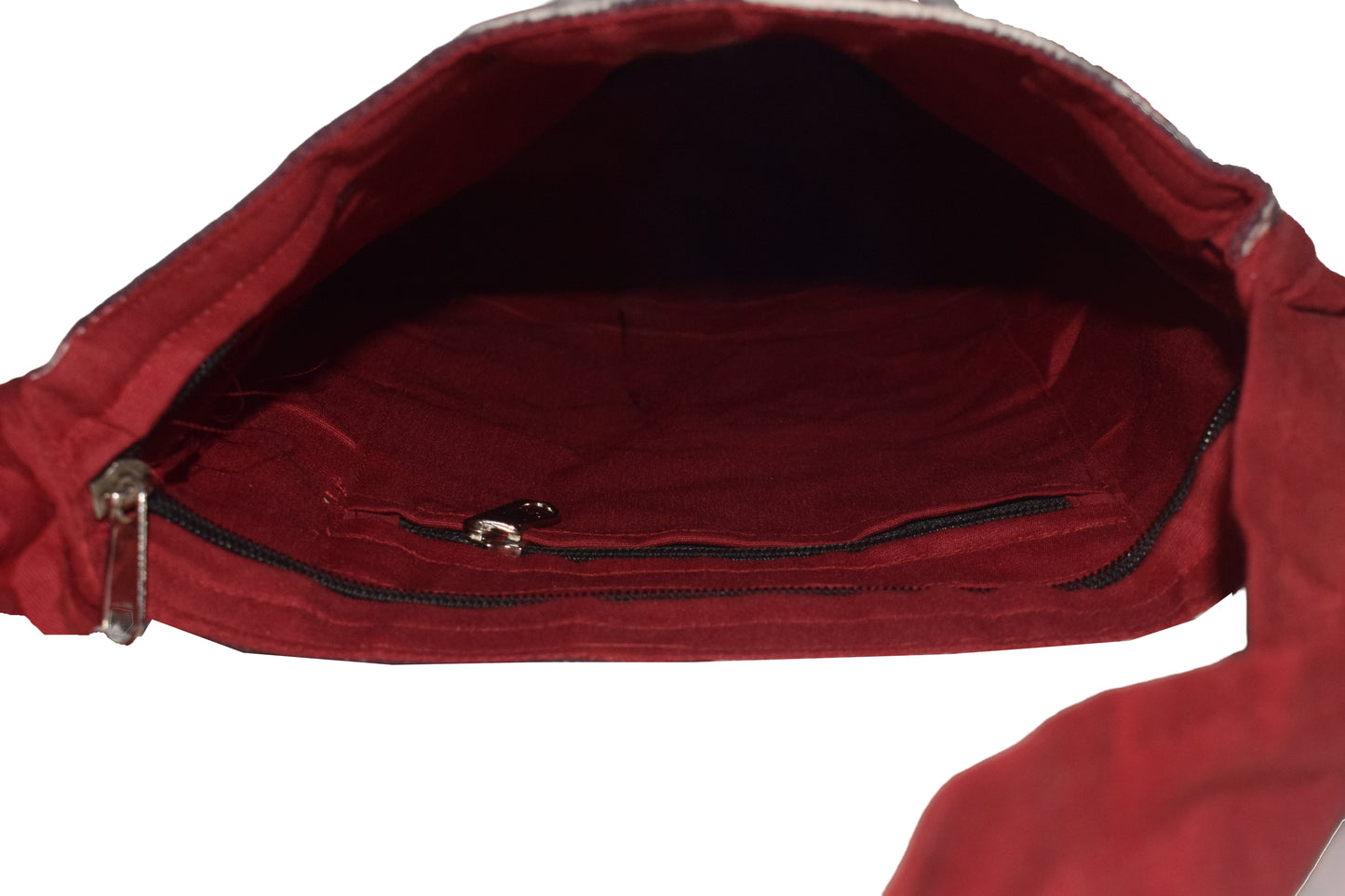 Bela Print Cotton Small Mirror Work Shoulder Bag - 35 cms Length - SKU : KU28C01F