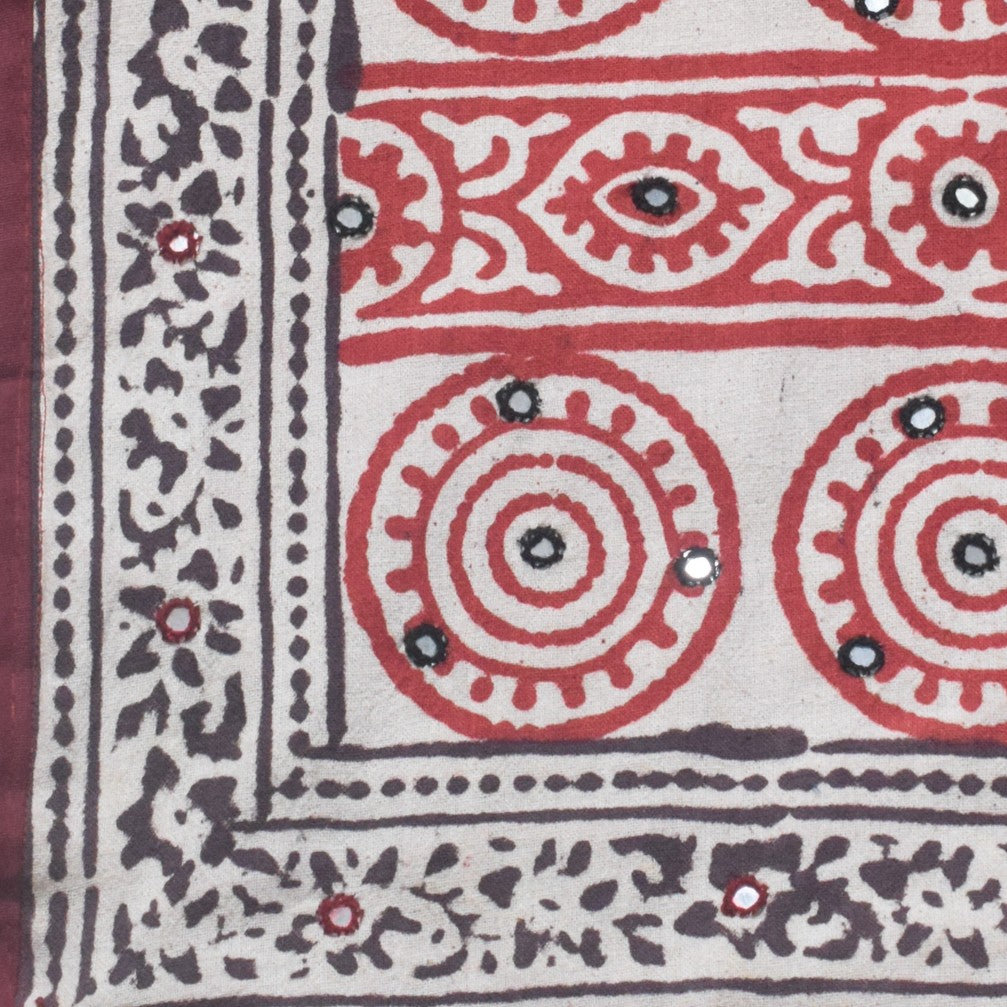 Bela Print Cotton Small Mirror Work Shoulder Bag - 35 cms Length - SKU : KU22501C