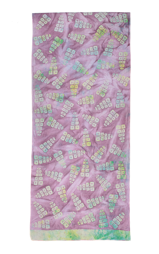 Wax Batik Cotton Natural Dye Stole - 2.1 Mtr Length - SKU: RA04901H