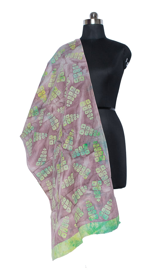 Wax Batik Cotton Natural Dye Stole - 2.1 Mtr Length - SKU: RA04901H