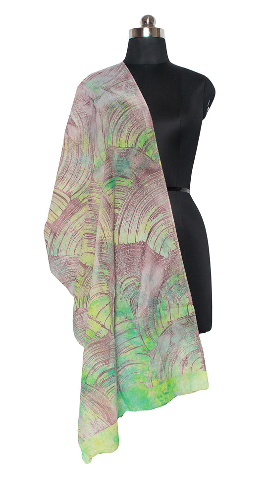 Wax Batik Cotton Natural Dye Stole - 2.1 Mtr Length - SKU: RA04901M