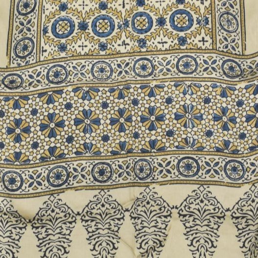 Ajrakh Modal Silk Natural Dye Hand Block Print Stole With Tassels - 2 Mtr Length - SKU : AI2783AG