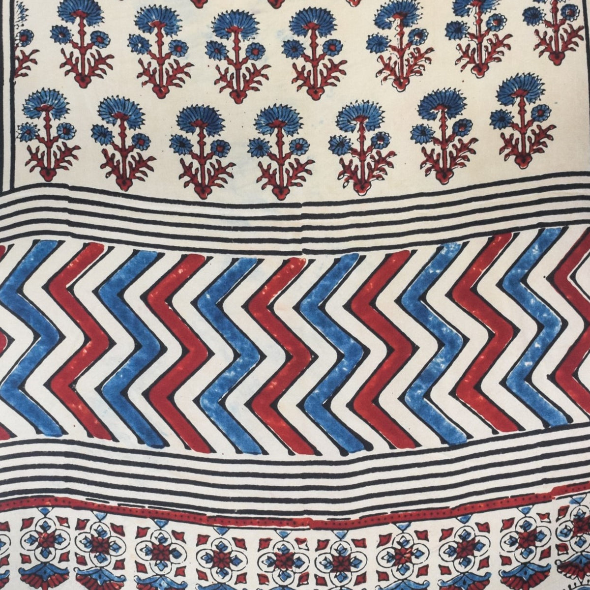 Ajrakh Modal Silk Natural Dye Hand Block Print Stole With Tassels - 2 Mtr Length - SKU : EK2890AQ