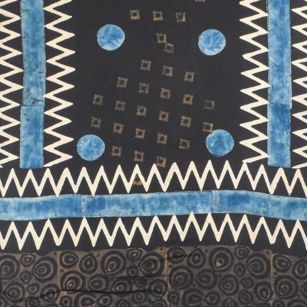 Ajrakh Modal Silk Natural Dye Hand Block Print Stole With Tassels - 2 Mtr Length - SKU : AI26901D