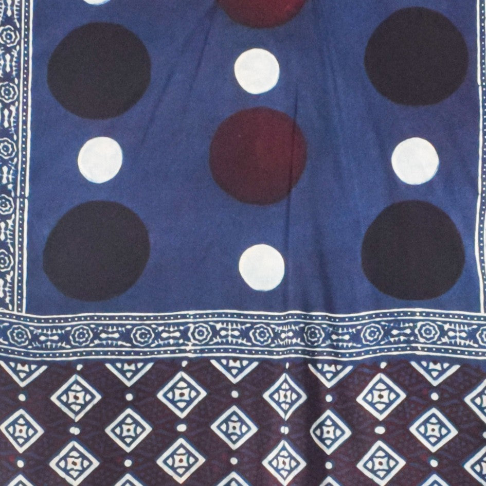 Ajrakh Modal Silk Natural Dye Hand Block Print Stole With Tassels - 2 Mtr Length - SKU : AI26901W