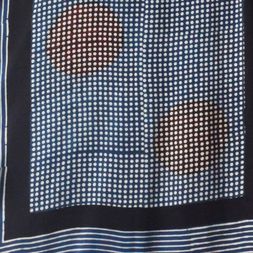 Ajrakh Modal Silk Natural Dye Hand Block Print Stole With Tassels - 2 Mtr Length - SKU : AI26901X
