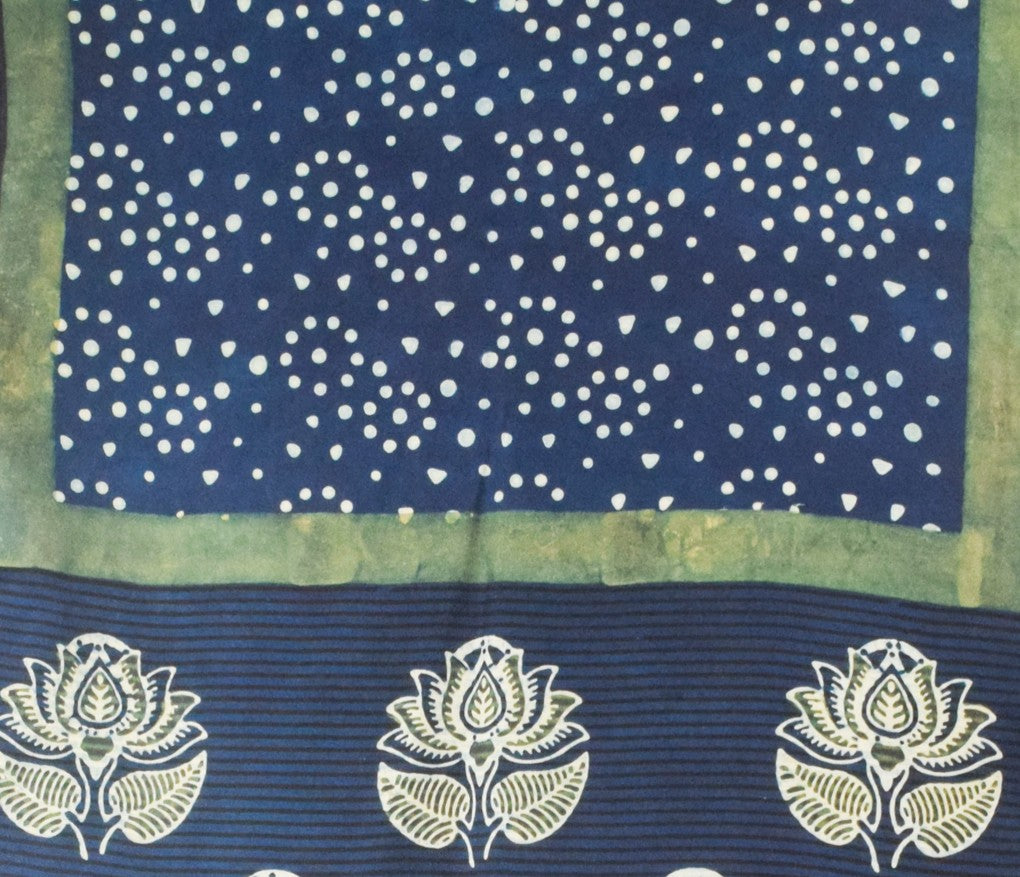 Ajrakh Modal Silk Natural Dye Hand Block Print Stole With Tassels - 2 Mtr Length - SKU : AI26901O