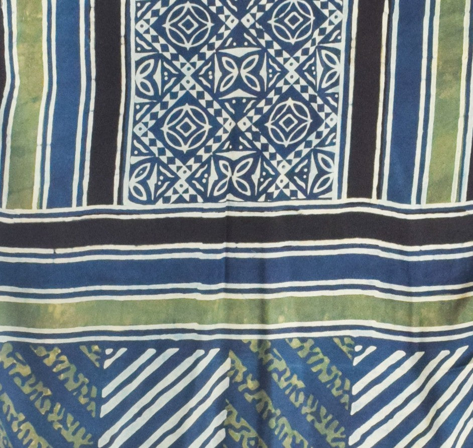 Ajrakh Modal Silk Natural Dye Hand Block Print Stole With Tassels - 2 Mtr Length - SKU : AI26901S
