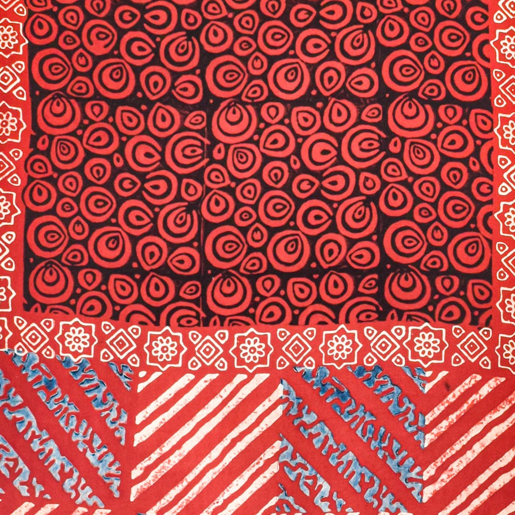 Ajrakh Modal Silk Natural Dye Hand Block Print Stole With Tassels - 2 Mtr Length - SKU : AI2690AF