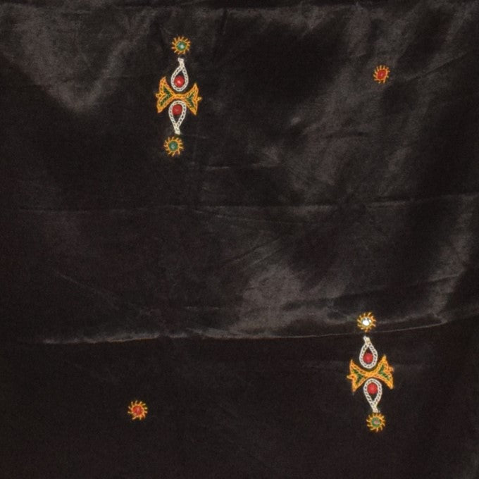 Ahir Work Mashru Silk Hand Embroidered Mirror Work Stole with Tassels - 2 Mtr Length    -  SKU : RD06303D