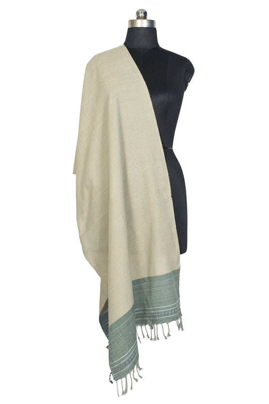 Handloom Woven Kala Cotton Patterned Weaving Stole with Tassels - 2.1 Mtr Length - SKU : DB05A01C