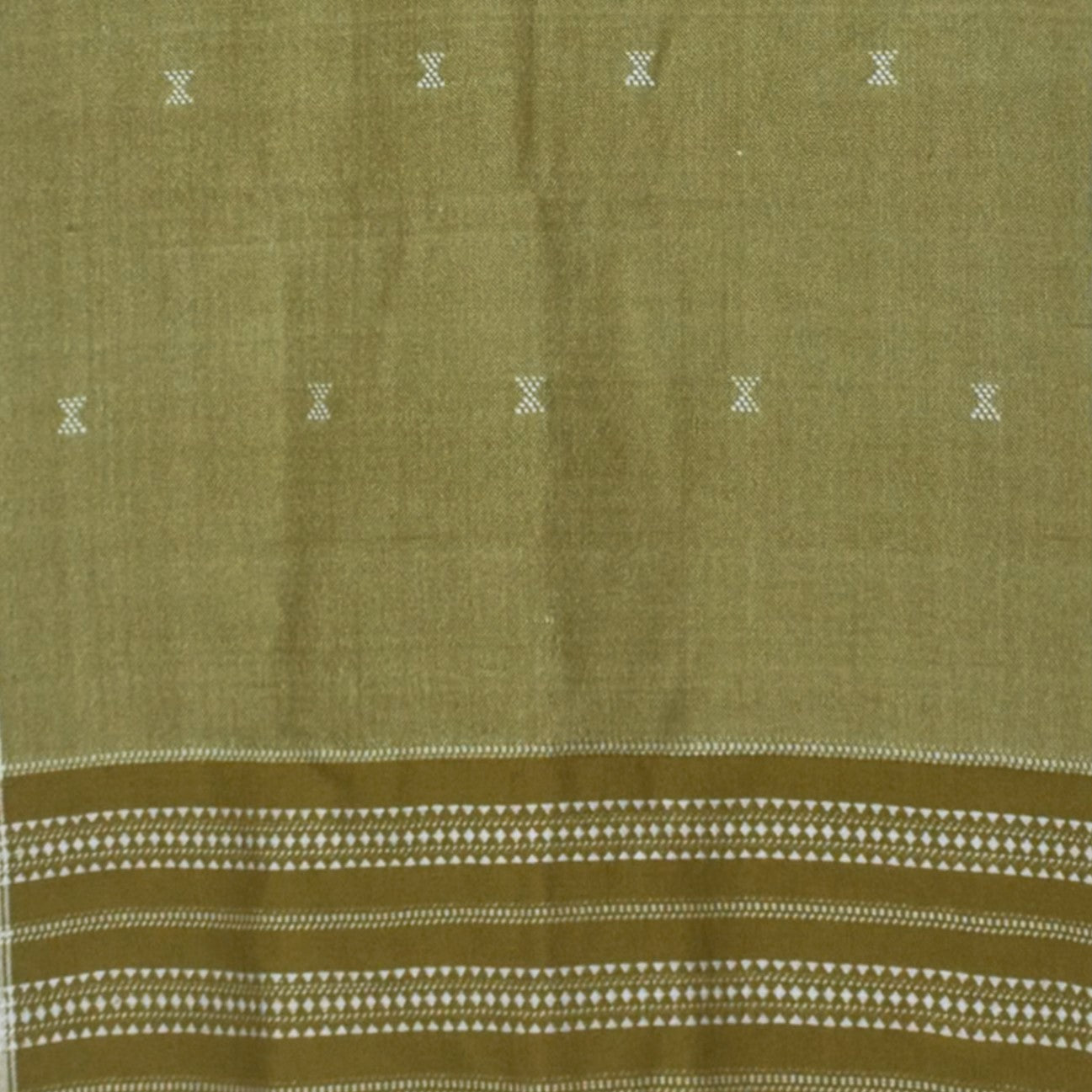 Handloom Woven Kala Cotton Patterned Weaving Stole with Tassels - 2.1 Mtr Length - SKU : DB09101C