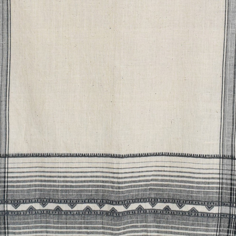 Handloom Woven Kala Cotton Patterned Weaving Stole with Tassels - 2.1 Mtr Length - SKU : DB05A01A