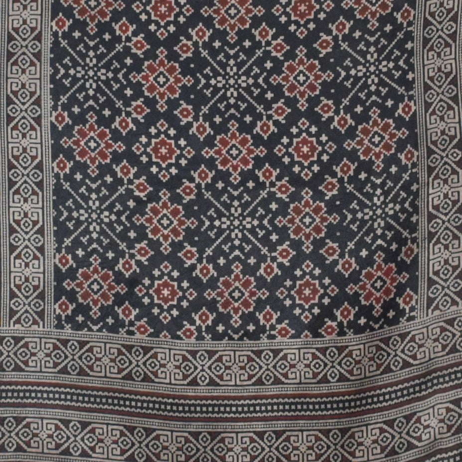 Patola Print Mashru Silk Three Colour Print ( 3 Kam ) Screen Print Stole - 2.1 Mtr Length - SKU : JH26102A