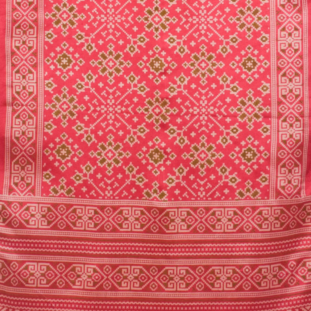 Patola Print Mashru Silk Three Colour Print ( 3 Kam ) Screen Print Stole - 2.1 Mtr Length - SKU : JH26102D
