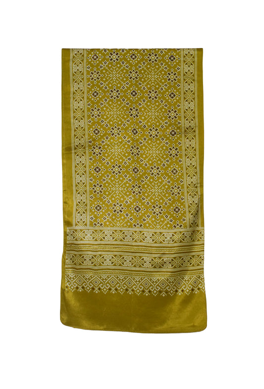 Patola Print Mashru Silk Three Colour Print ( 3 Kam ) Screen Print Stole - 2.1 Mtr Length - SKU : JH26102C