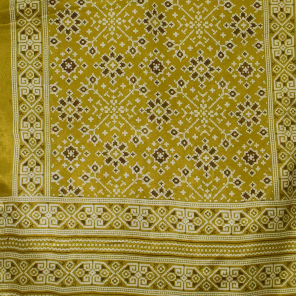 Patola Print Mashru Silk Three Colour Print ( 3 Kam ) Screen Print Stole - 2.1 Mtr Length - SKU : JH26102C