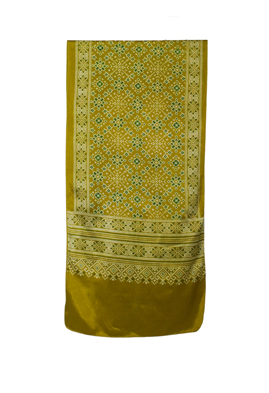Patola Print Mashru Silk Three Colour Print ( 3 Kam ) Screen Print Stole - 2.1 Mtr Length - SKU : JH26102F