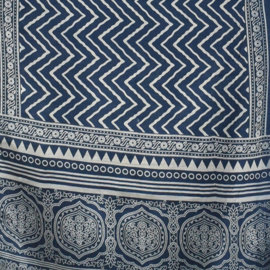 Discharge Print Mashru Silk Screen Print Hand Printed Stole - 2.1 Mtr Length - SKU : JH26103E