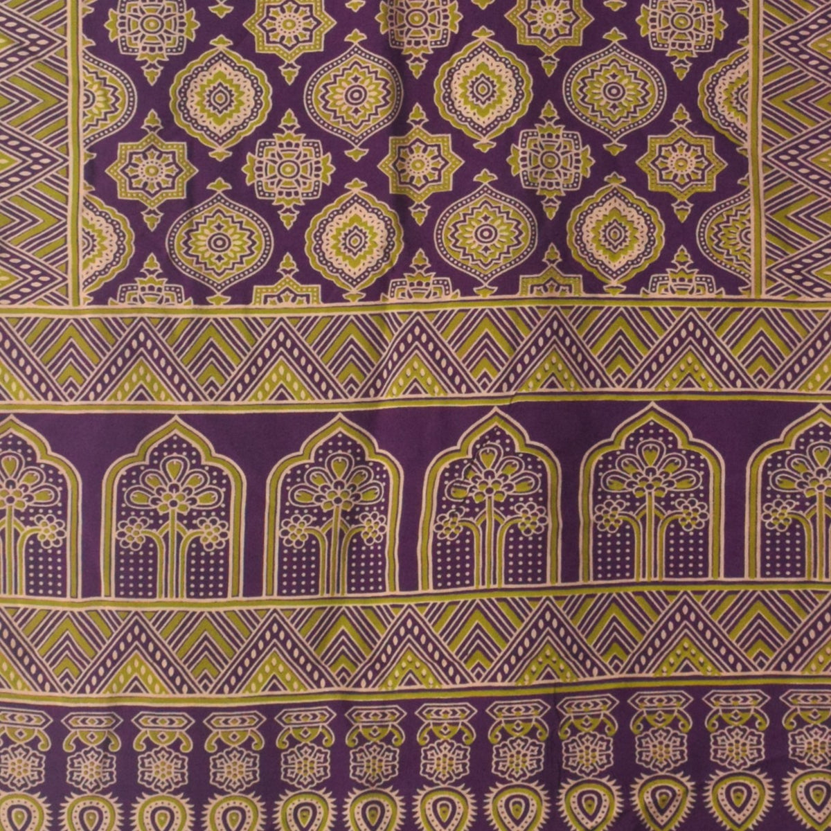 Ajrakh Rayon Screen Print Hand Printed Stole - 2.1 Mtr Length - SKU : RD25702H