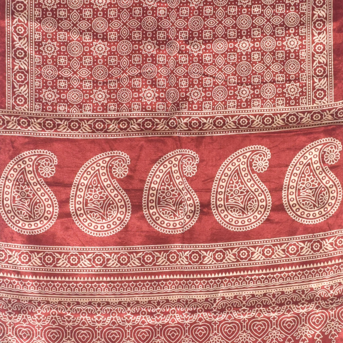 Patola Print Mashru Silk Two Colour Print Screen Print Hand Printed Stole - 2.1 Mtr Length - SKU : RD23803F