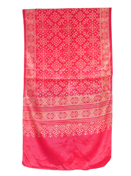 Patola Print Mashru Silk Two Colour Print Screen Print Hand Printed Stole - 2.1 Mtr Length - SKU : RD25704C