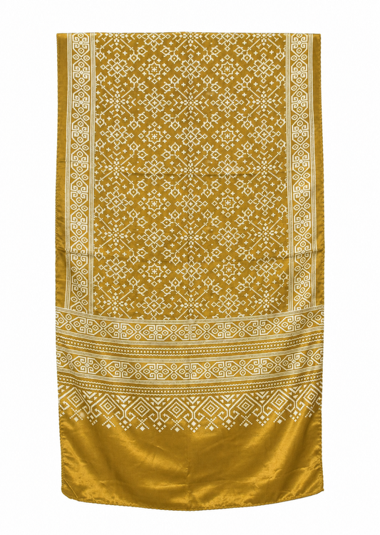Patola Print Mashru Silk Two Colour Print Screen Print Hand Printed Stole - 2.1 Mtr Length - SKU : RD25704A