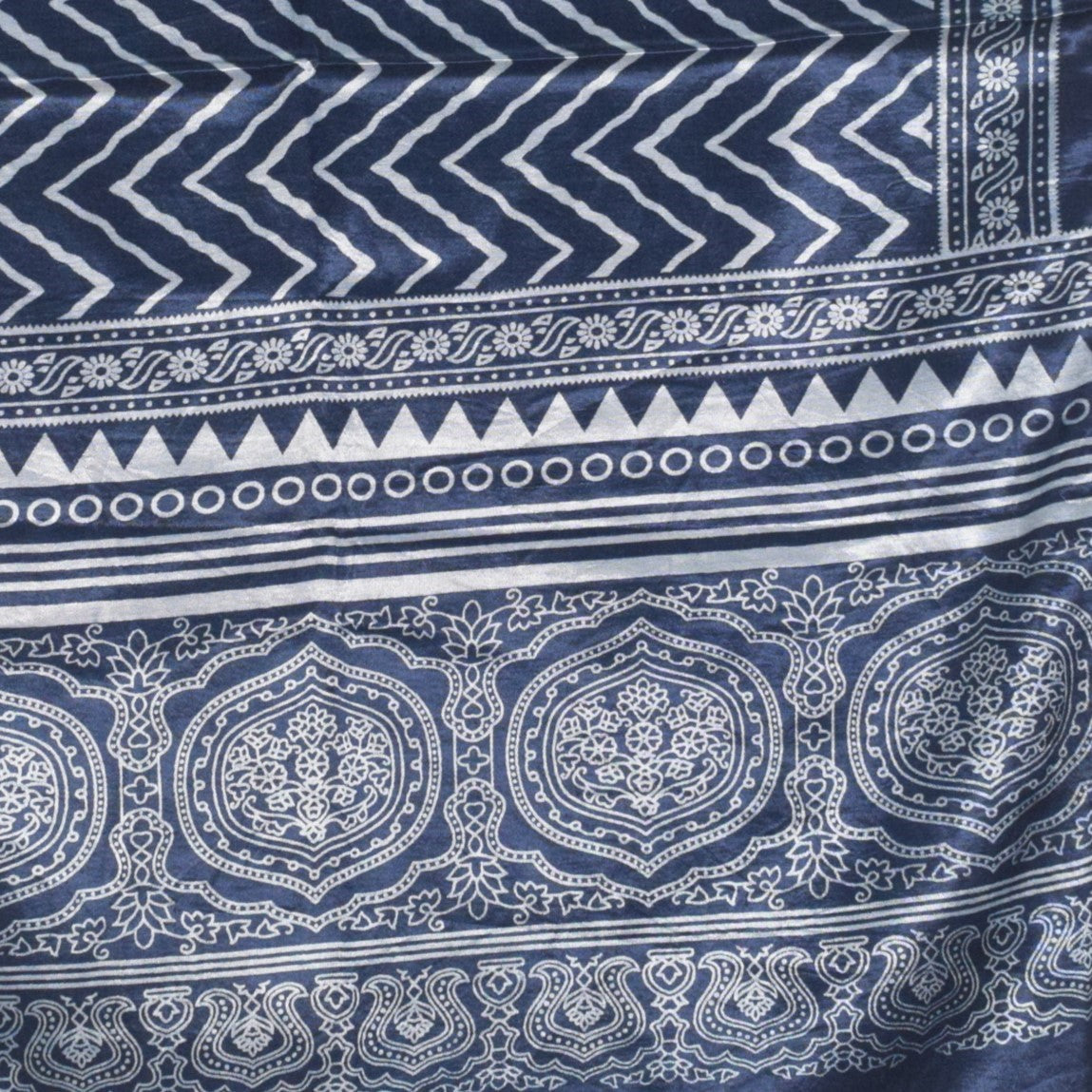 Laheryu Print Mashru Silk Two Colour Print Screen Print Hand Printed Stole - 2.1 Mtr Length - SKU : RD25703E