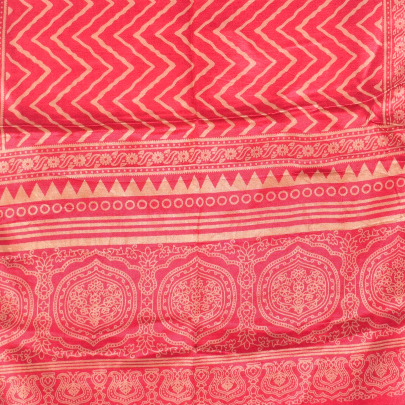 Laheryu Print Mashru Silk Two Colour Print Screen Print Hand Printed Stole - 2.1 Mtr Length - SKU : RD25703D