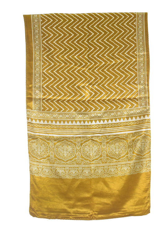 Laheryu Print Mashru Silk Two Colour Print Screen Print Hand Printed Stole - 2.1 Mtr Length - SKU : RD25703F