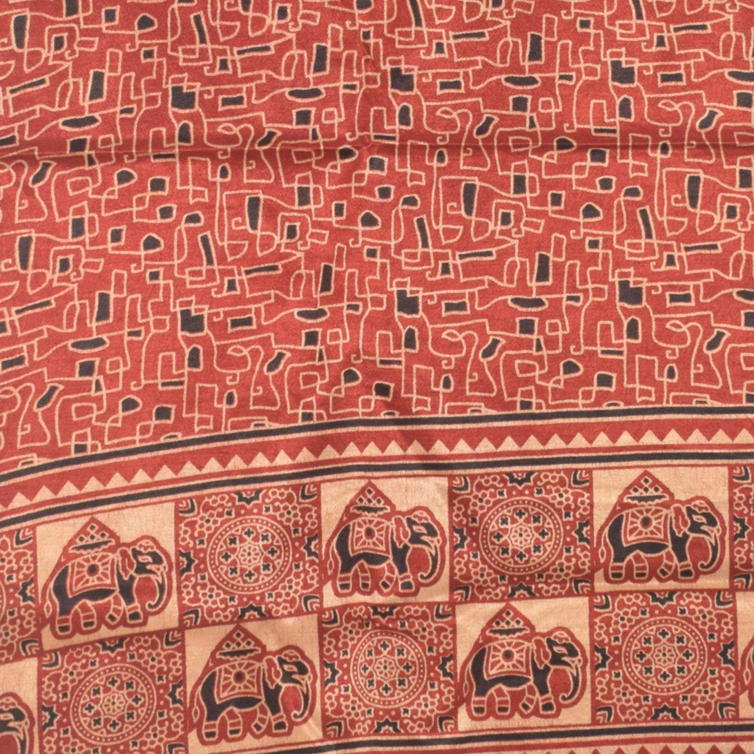 Ajrakh Mashru Silk Natural Dye Two Colour Kam Screen Hand Printed Stole - 2.1 Mtr Length - SKU : JH27701E