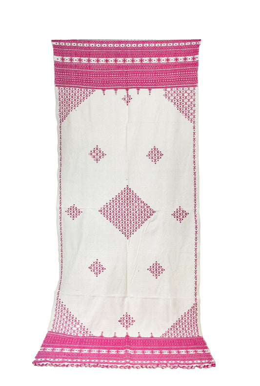 Mirror Work Wool Hand Embroidered Shawl with Tassels - 2.1 Mtr Length - SKU : BM20B02D