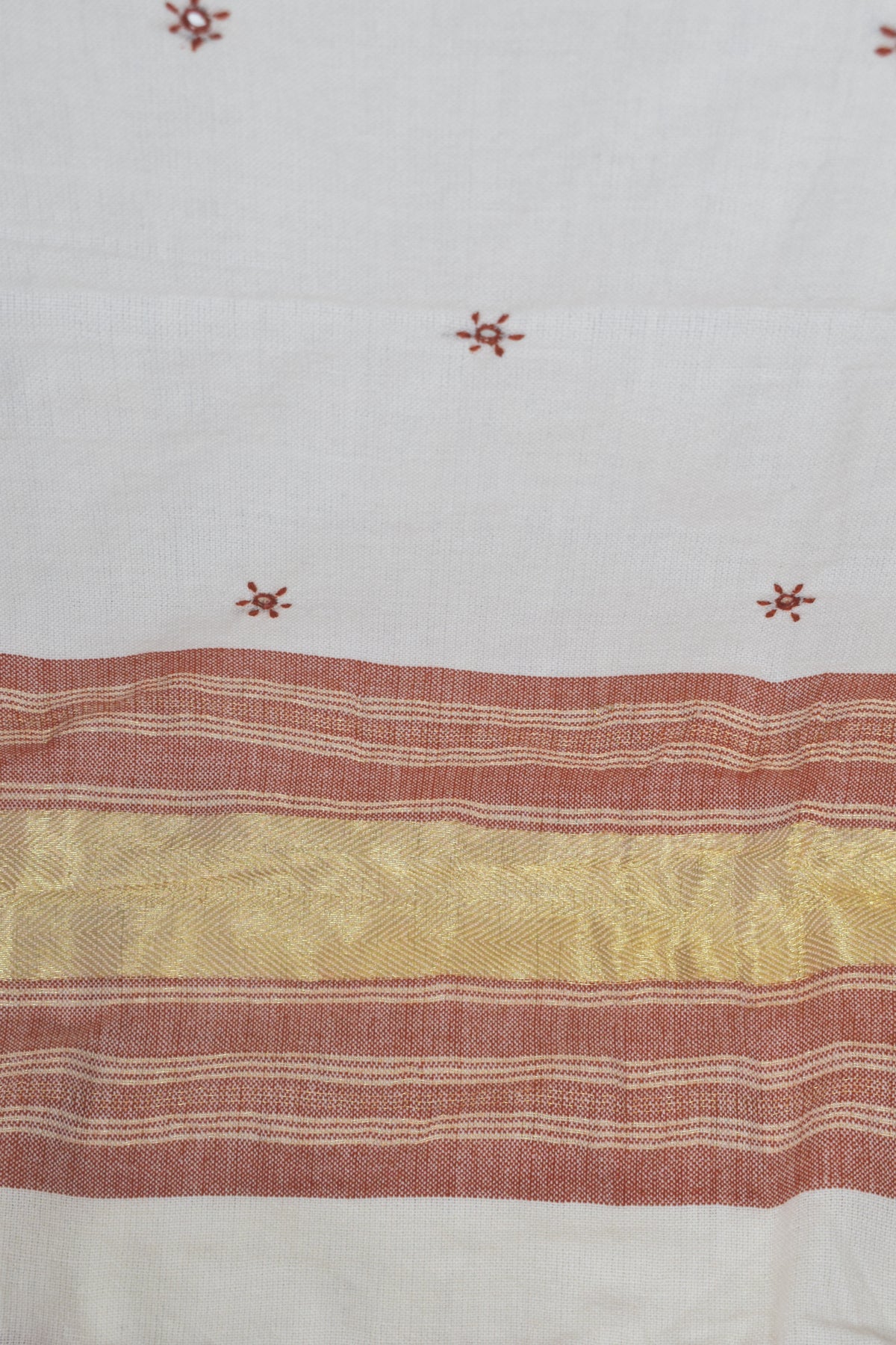Mirror Work Wool Lagdi Patto with Tassels Shawl - 2.1 Mtr Length - SKU : DB02802C